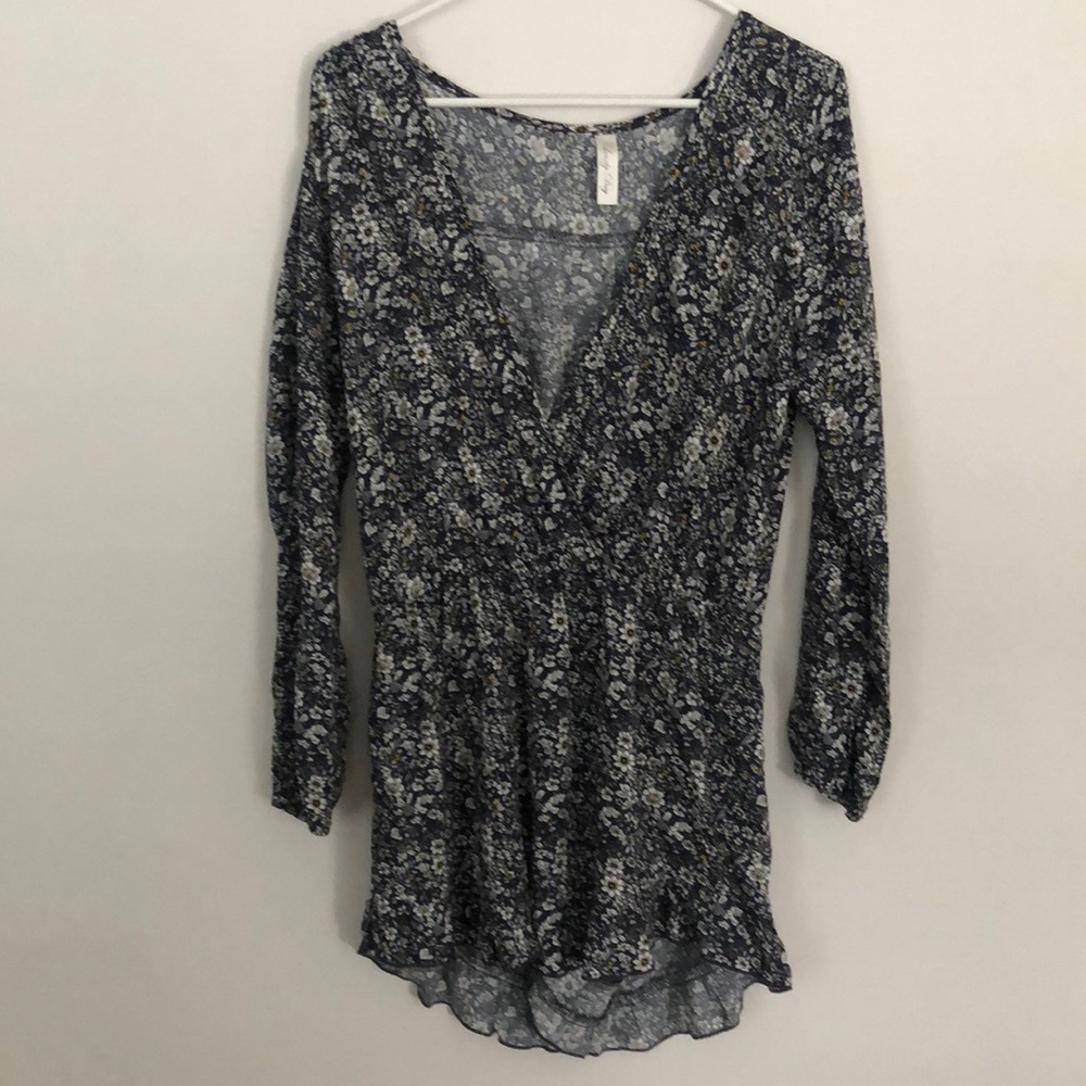 Blue floral long sleeve romper